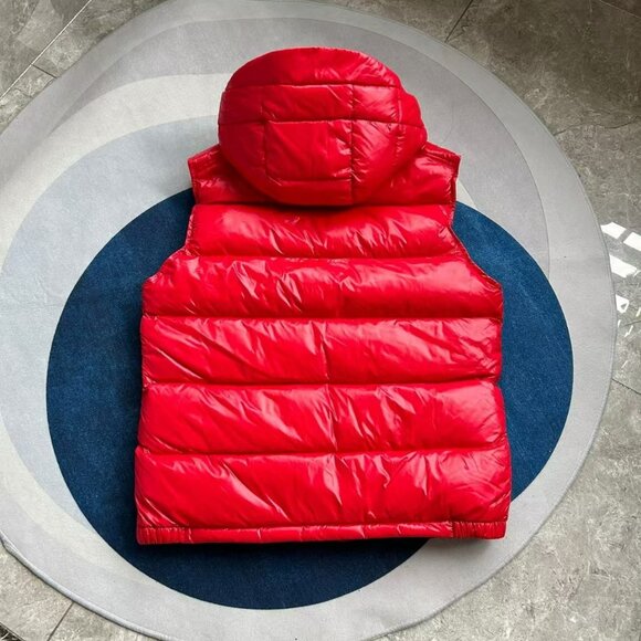 Moncler Tibb Gilet Red Detachable Hood Down Vest | Luxury Puffer Outerwear - Picture 4 of 9